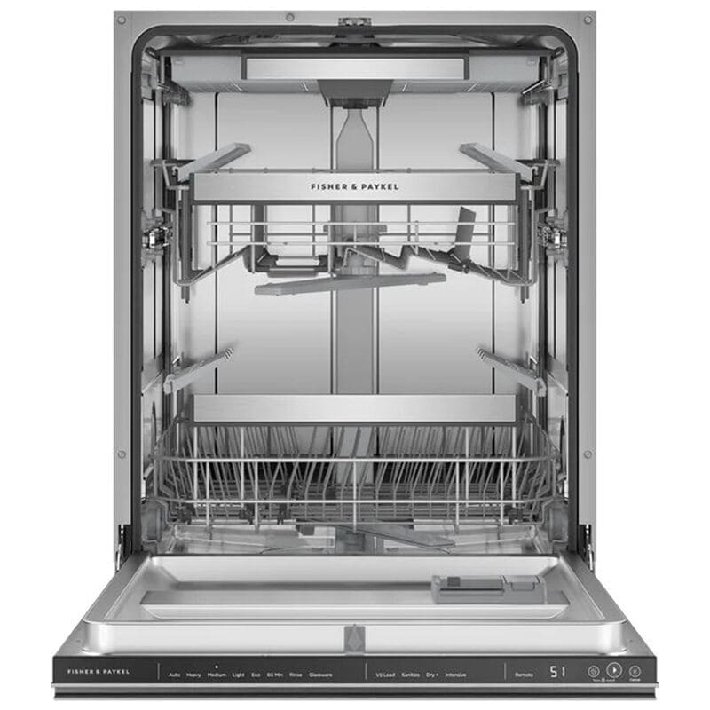 Fisher & Paykel Series 9 24 in. Top Control Flush-Mount Smart Dishwasher with 42 dBa Sound Level, 3rd-Rack & Pocket Handle - Stainless Steel, , hires