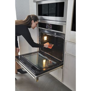 Monogram Statement Series 30 in. 5 cu. ft. Smart Speed Electric Single Wall Oven with True European Convection - Stainless Steel, , hires