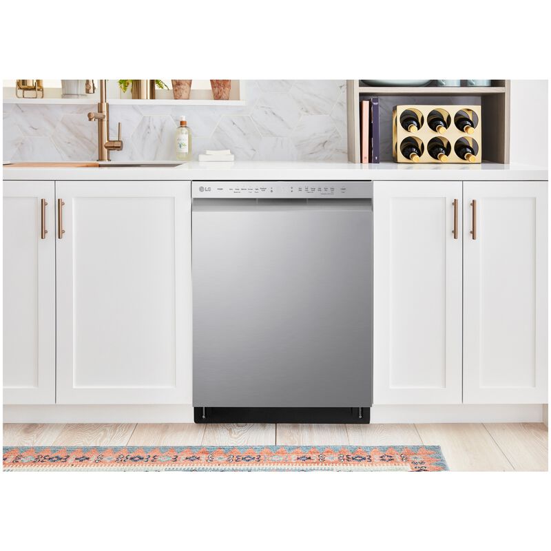 LG 24 in. ADA Compliant Front Control Smart Dishwasher with 48 dBa Sound Level & Pocket Handle - Stainless Steel, , hires