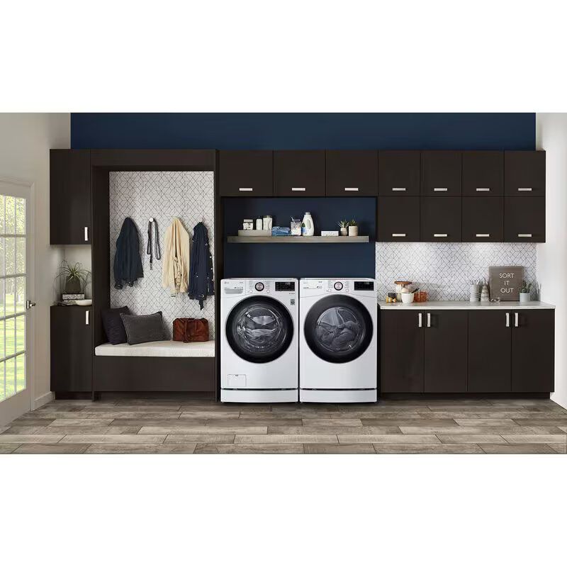 LG 27 in. 7.4 cu. ft. Smart Stackable Round-Door Gas Dryer with Built-In Intelligence, Sensor Dry, Turbo Steam, Sanitize & Steam Cycle - White, White, hires