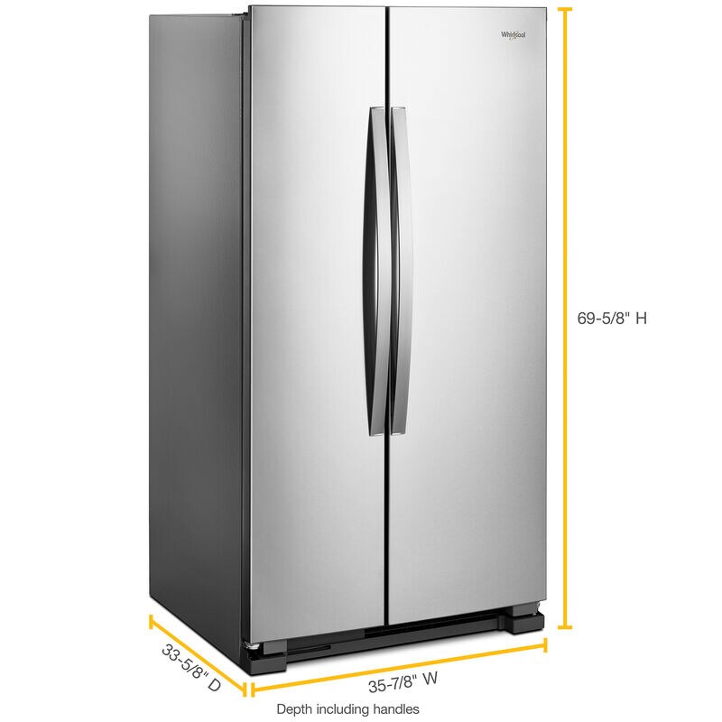 Whirlpool 36 in. 25.1 cu. ft. Side by Side Refrigerator - Monochromatic Stainless Steel, Monochromatic Stainless Steel, hires