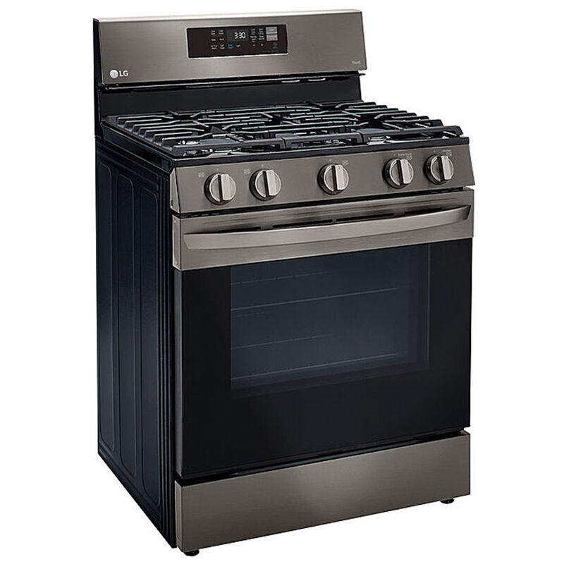 LG 30 in. 5.8 cu. ft. Smart Air Fry Convection Oven Freestanding Gas Range with 5 Sealed Burners & Griddle - Black with Stainless Steel, Black with Stainless Steel, hires