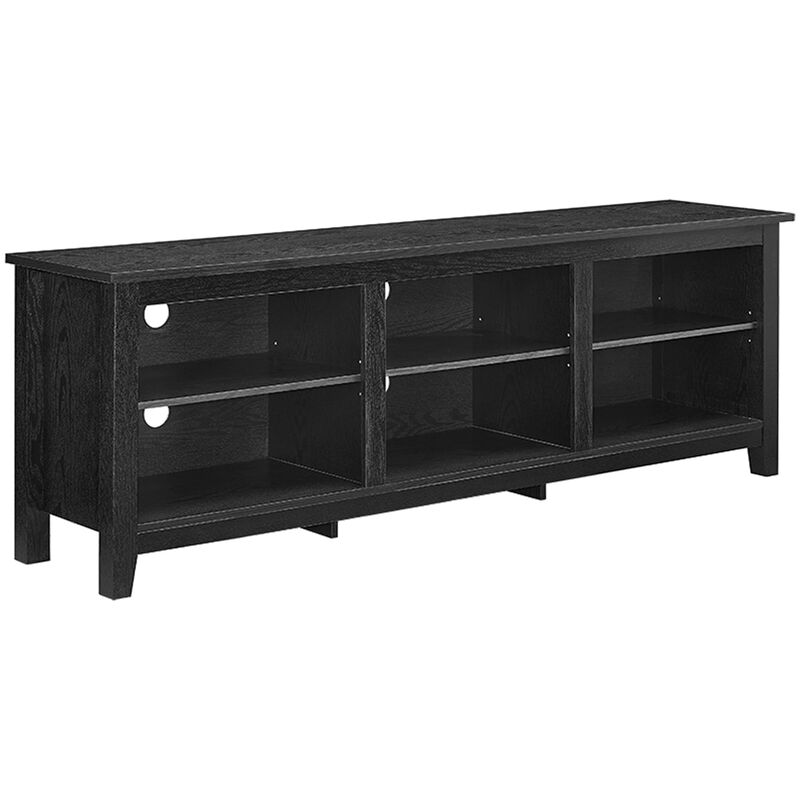 Walker Edison Essential 70 in. Rustic Wood TV Stand - Black, , hires