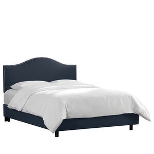Skyline Twin Nail Button Bed in Linen - Navy, Navy, hires