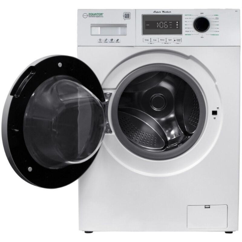 Equator Compact 24 in. 1.57 cu. ft. Stackable Front Load Washer with Pet & Sanitize Cycle - White, , hires