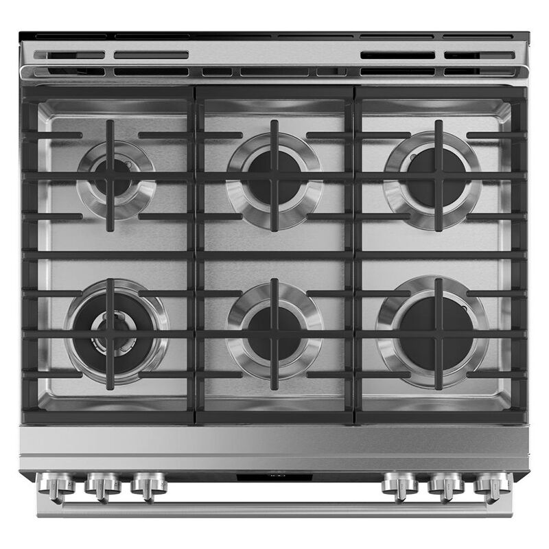 Cafe 30 in. 5.6 cu. ft. Smart Air Fry True European Convection Slide-In Gas Range with 6 Sealed Burners & Griddle - Platinum Glass, Platinum Glass, hires