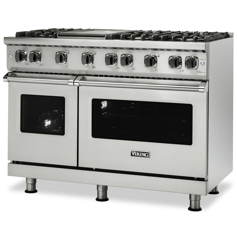 Viking 5 Series 48 in. 5.7 cu. ft. Convection Double Oven Freestanding LP Gas Range with 6 Sealed Burners & Griddle - Stainless Steel, , hires