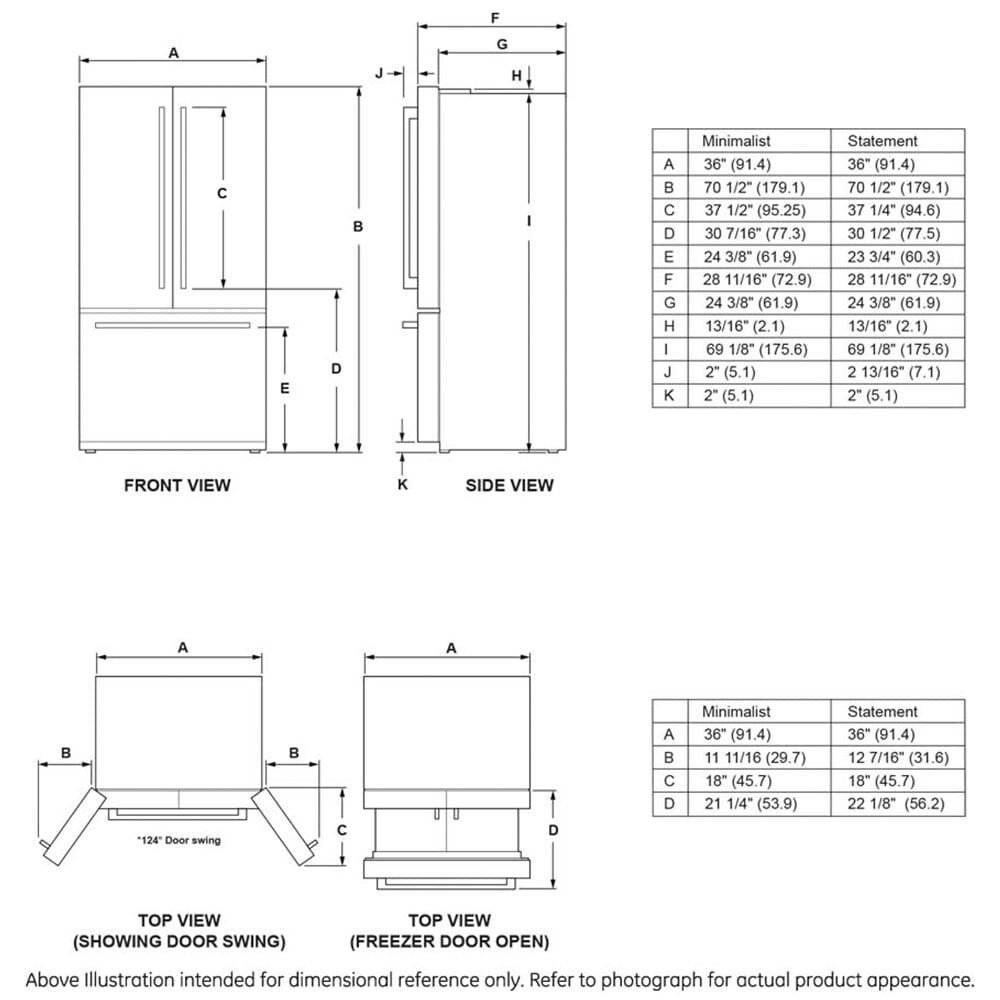 Monogram 36 in. 23.1 cu. ft. Smart Counter Depth French Door