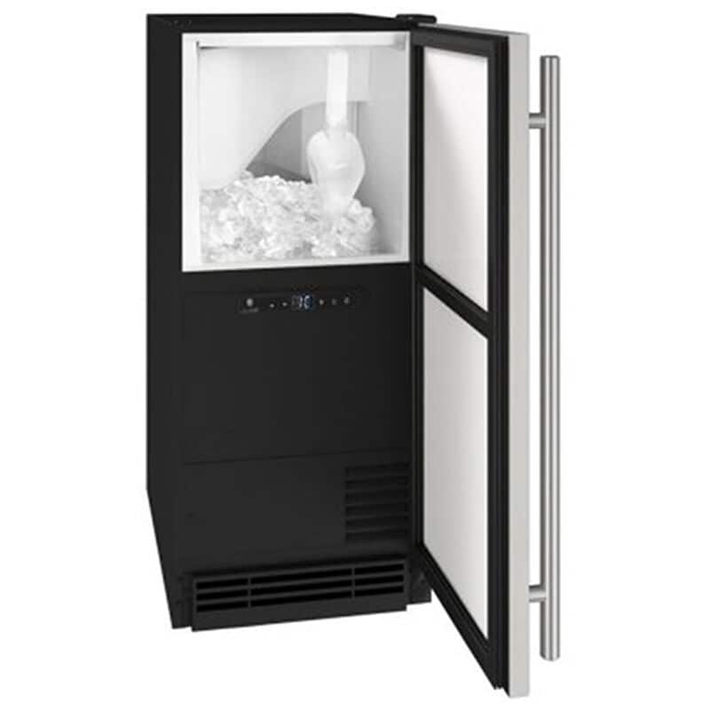 U-Line 15 in. Built-In Undercounter Ice Maker with 25 lb. Ice Storage, Auto-Defrost & Digital Control - Stainless Steel, , hires