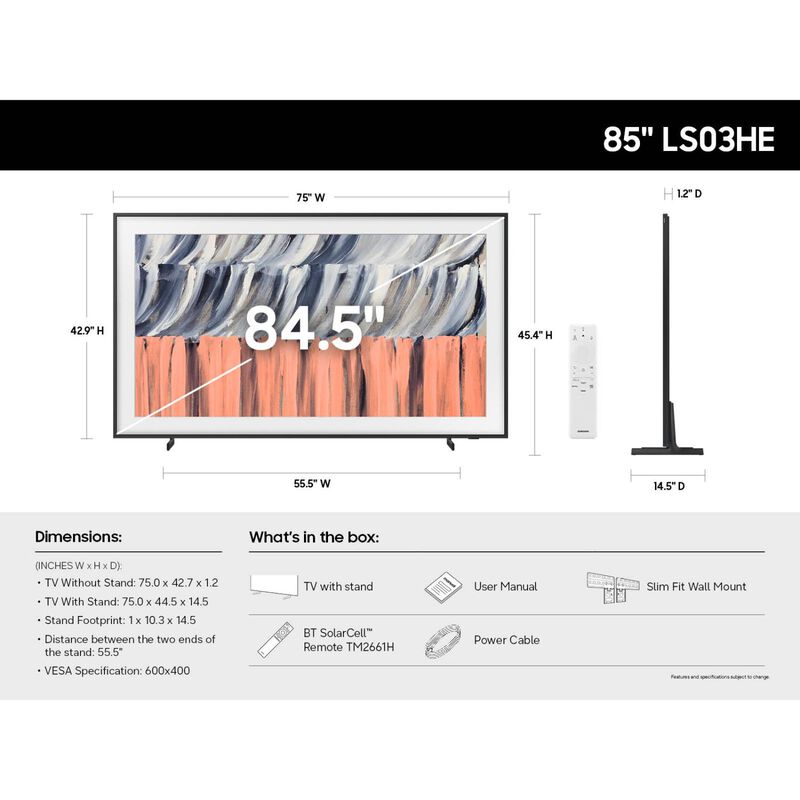 Samsung - 85" Class The Frame (LS03HE) QLED 4K UHD Smart Tizen TV, , hires