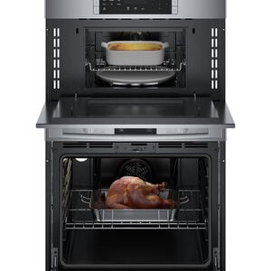 Bosch 500 Series 30 in. 6.2 cu. ft. Speed Electric Microwave/Wall Oven Combo with True European Convection - Stainless Steel, , hires