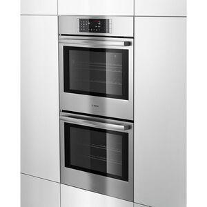 Bosch 800 Series 30 in. 9.2 cu. ft. Top Control Electric Double Wall Oven with True European Convection - Stainless Steel, , hires