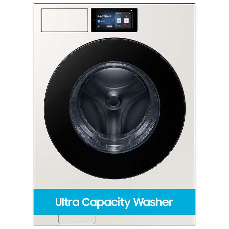 Samsung Bespoke 27 in. 5.3 cu. ft. Smart Stackable Front Load Washer with AI Home, AI OptiWash+, Sanitize & Steam Cycle - Ivory, , hires