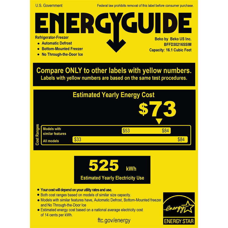 Beko 30 in. 16.0 cu. ft. Smart Counter Depth French Door Refrigerator with Ice Maker - Stainless Steel, , hires