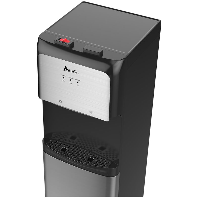 Avanti 12 in. Freestanding Hot & Cold Water Dispenser with Child Safety Guard - Stainless Steel with Black Cabinet, , hires