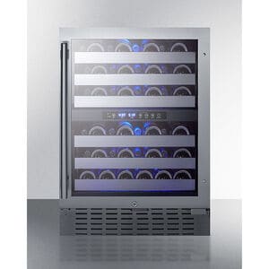 Summit 24 in. Undercounter Wine Cooler with Wire Racks, Dual Temperature Zones & 46 Bottle Capacity - Stainless Steel, , hires