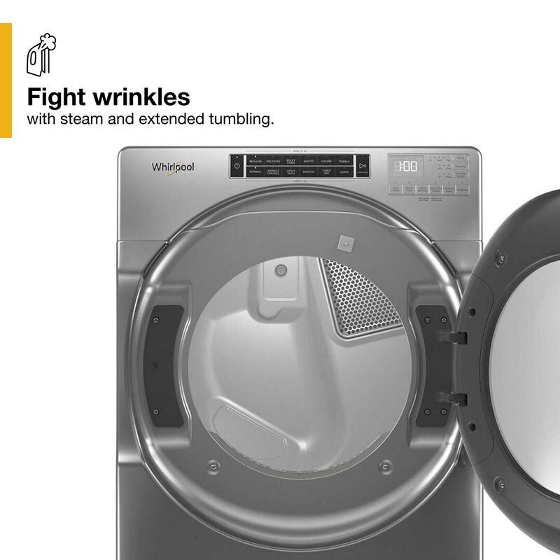 Whirlpool 27 in. 7.4 cu. ft. Stackable Electric Dryer with Sensor Dry & Steam Cycle - Chrome Shadow, , hires
