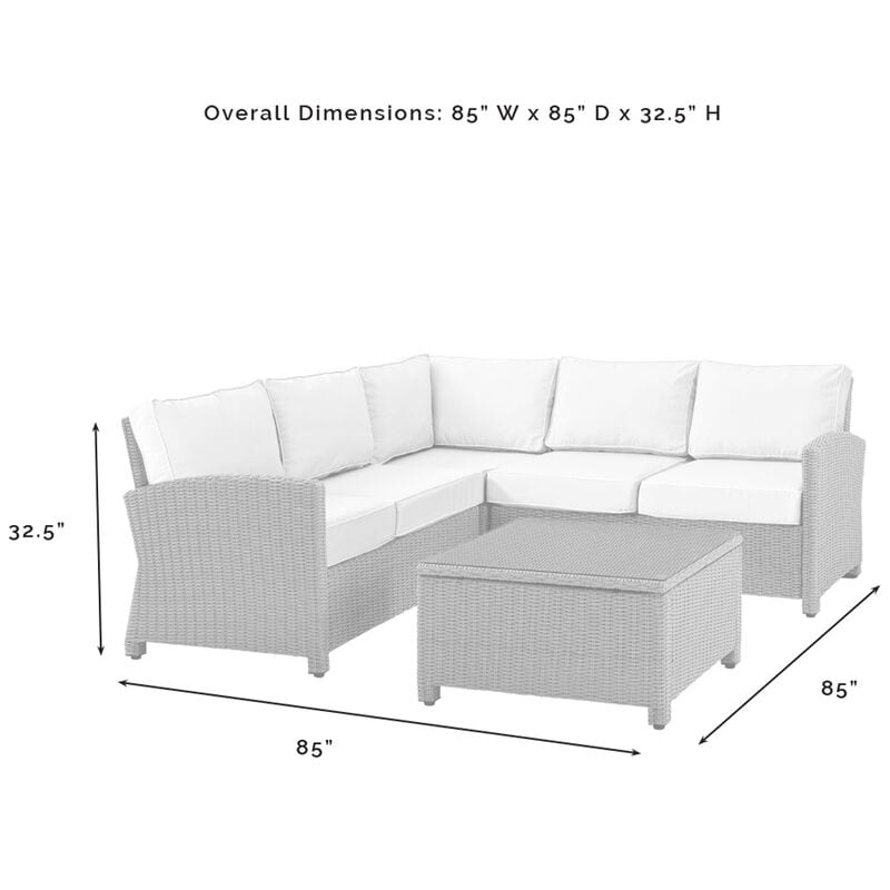 Crosley Bradenton 4 Piece Outdoor Wicker Sectional Set - Navy, , hires