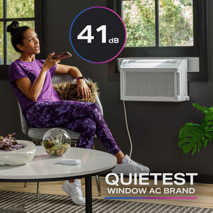 GE Profile Clearview 6,100 BTU Smart Saddle Window Air Conditioner with 3 Fan Speeds, Sleep Mode & Remote Control - White, , hires