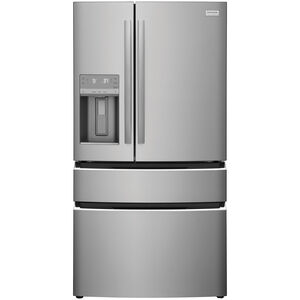 Frigidaire Gallery 36 in. 21.5 cu. ft. Counter Depth 4-Door French Door Refrigerator with External Ice & Water Dispenser and Custom-Flex Temp Drawer - Stainless Steel, Stainless Steel, hires