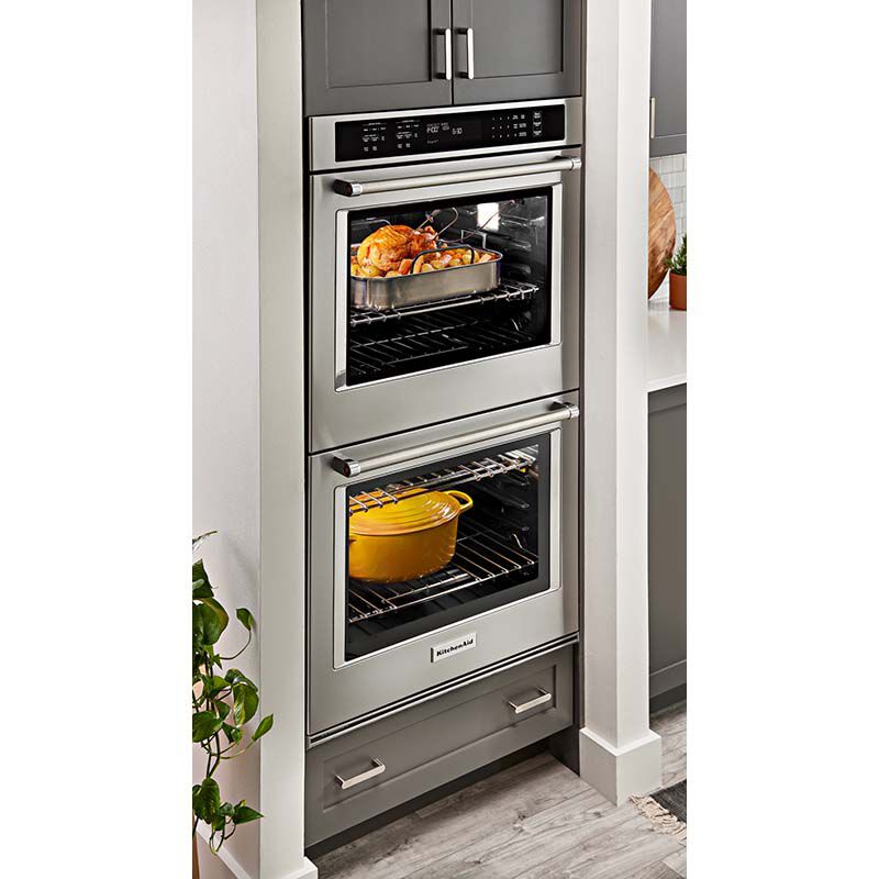 KitchenAid 27 in. 8.6 cu. ft. Electric Double Oven with True European Convection & Self Clean - Stainless Steel, Stainless Steel, hires