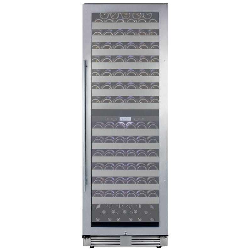Summit 24 in. Wine Cooler with Wire Racks, Dual Temperature Zones & 163 Bottle Capacity - Stainless Steel, , hires