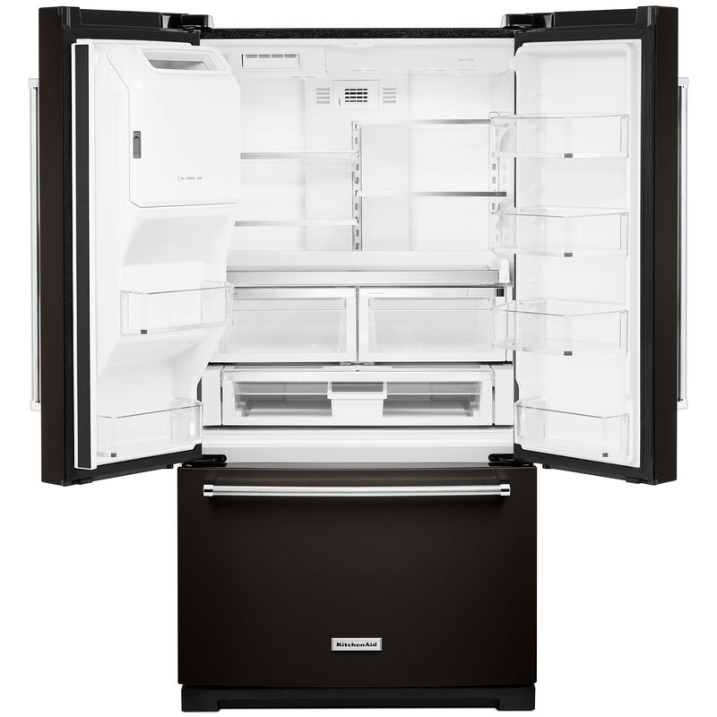 KitchenAid 36 in. 26.8 cu. ft. French Door Refrigerator with Ice & Water  Dispenser - Black Stainless Steel