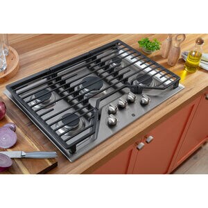 GE 30 in. 5-Burner Natural Gas Cooktop with Simmer Burner & Power Burner - Stainless Steel, Stainless Steel, hires