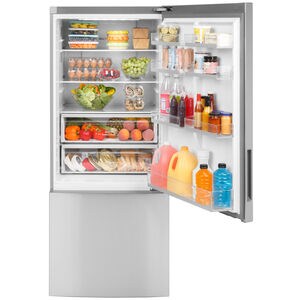 Haier 28 in. 15 cu. ft. Counter Depth Bottom Freezer Refrigerator - Stainless Steel, , hires