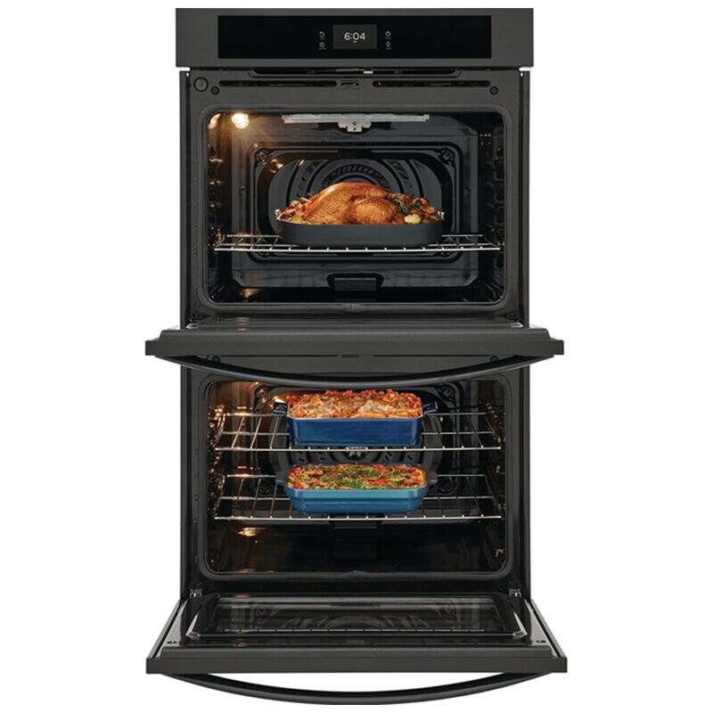 Frigidaire 30 in. 10.6 cu. ft. Top Control Electric Double Wall Oven with Standard Convection - Black, Black, hires