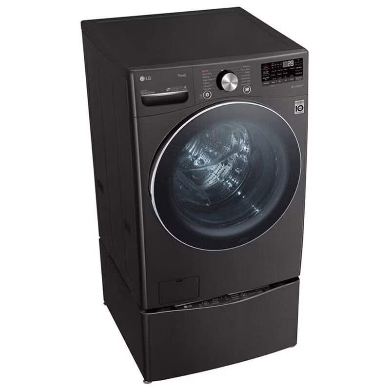 LG 27 in. 5.0 cu. ft. Smart Stackable Front Load Washer with TurboWash 360, Sanitize & Steam Wash Cycle - Black Steel, Black Steel, hires