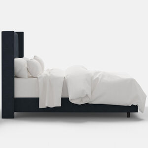 Skyline Furniture Linen Fabric Upholstered Full Size Wingback Bed - Navy, , hires