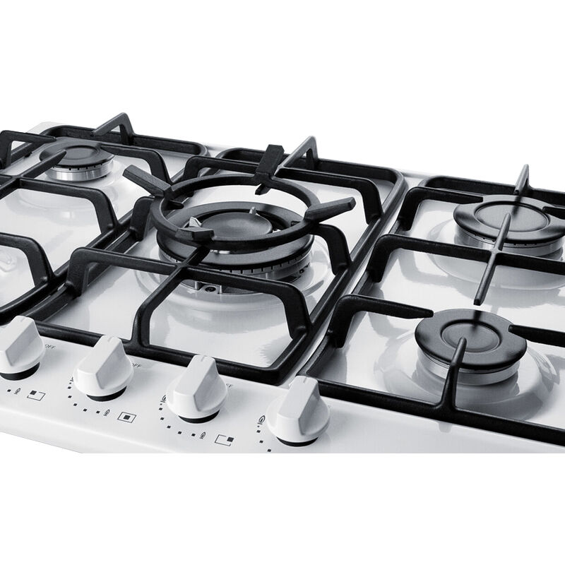 Summit 30 in. 5-Burner Natural Gas Cooktop with Power Burner - White, , hires