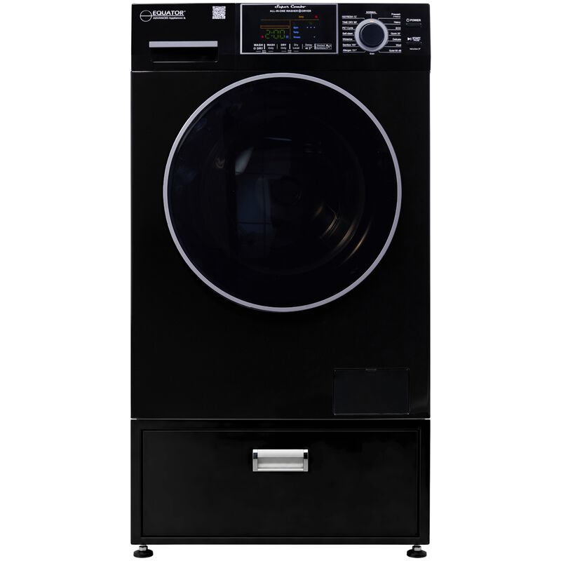 Equator Universal Laundry Pedestal for 24" Washer, Dryer & Combo with Storage Drawer - Black, , hires