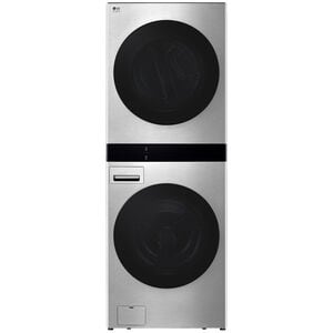 LG 27 in. 5.0 cu. ft. Smart Electric Front Load WashTower with AI Sensor Dry, TurboSteam, Allergiene Cycle, ezDispense, AI DD 2.0 Advanced Washing, Sensor Dry, Sanitize & Steam Cycle - Noble Steel, Noble Steel, hires