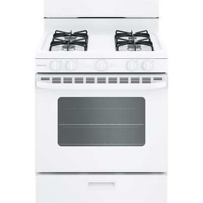 Hotpoint 30 in. 4.8 cu. ft. Oven Freestanding Gas Range with 4 Sealed Burners - White | RGBS200DMWW