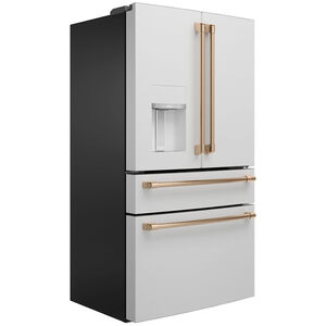 Cafe 36 in. 22.3 cu. ft. Smart Counter Depth 4-Door French Door Refrigerator with External Filtered Ice & Water Dispenser - Matte White, Matte White, hires