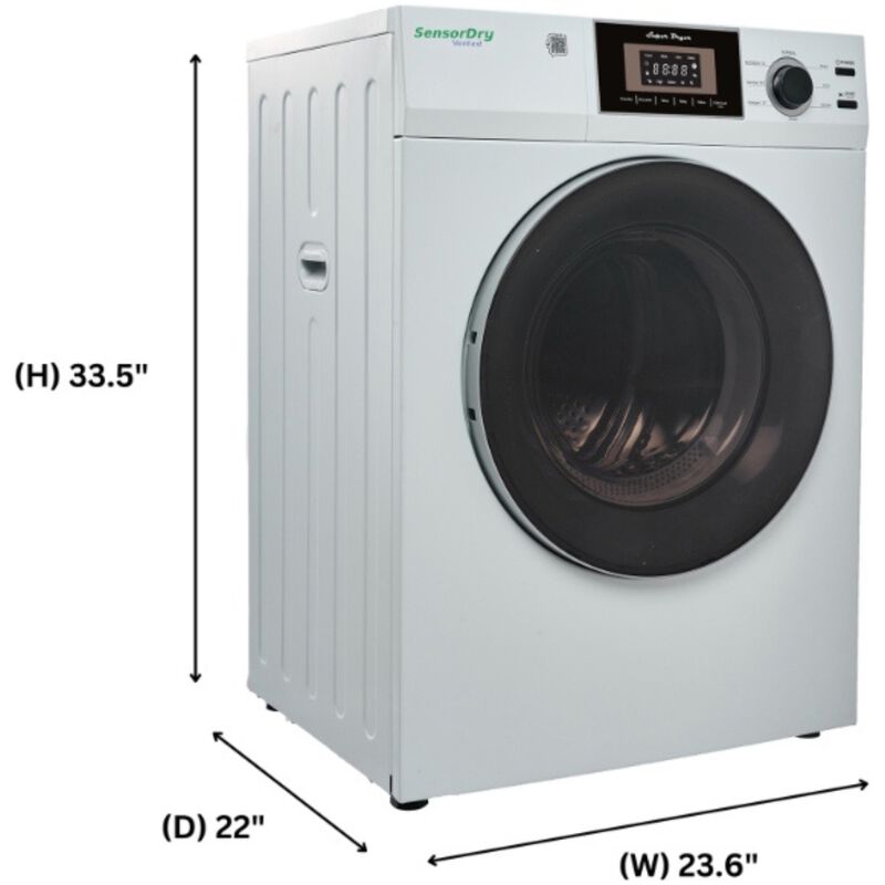 Equator Premium Compact 24 in. 3.1 cu. ft. Stackable Electric Dryer with Sensor Dry & Sanitize Cycle - White, , hires