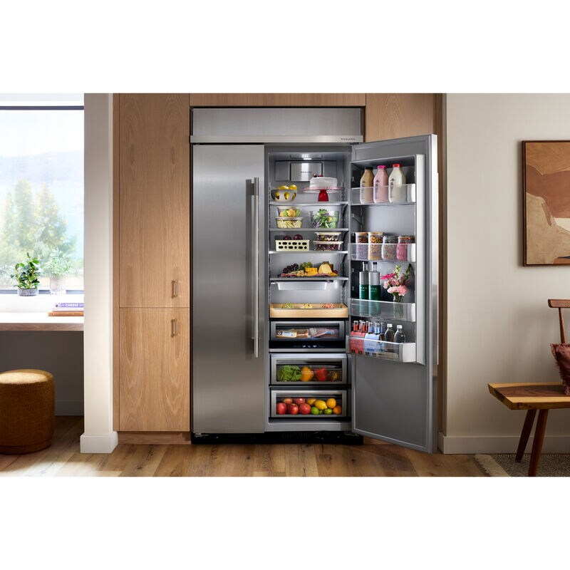 KitchenAid 42 in. 25.5 cu. ft. Built-In Counter Depth Side-by-Side Refrigerator with Ice Maker - Stainless Steel with PrintShield Finish, Stainless Steel with PrintShield Finish, hires