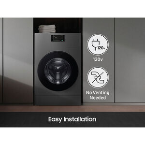 Samsung Bespoke 27 in. 5.3 cu. ft. Smart Electric Front Load Ventless All-in-One AI Laundry Combo with Sanitize & Steam Cycle - Dark Steel, , hires