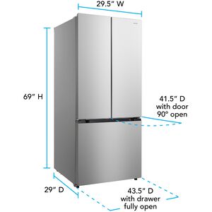 Avanti 30 in. 17.5 cu. ft. Counter Depth French Door Refrigerator - Stainless Steel, , hires