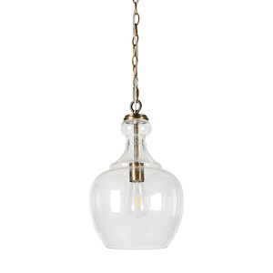 Hudson & Canal Westford 11 in. Pendant with Seeded Glass - Brass, , hires