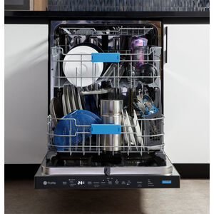 GE Profile 24 in. Top Control Flush-Mount Smart Dishwasher with 44 dBa Sound Level, 3rd-Rack & Dry Boost - Fingerprint Resistant Stainless, , hires