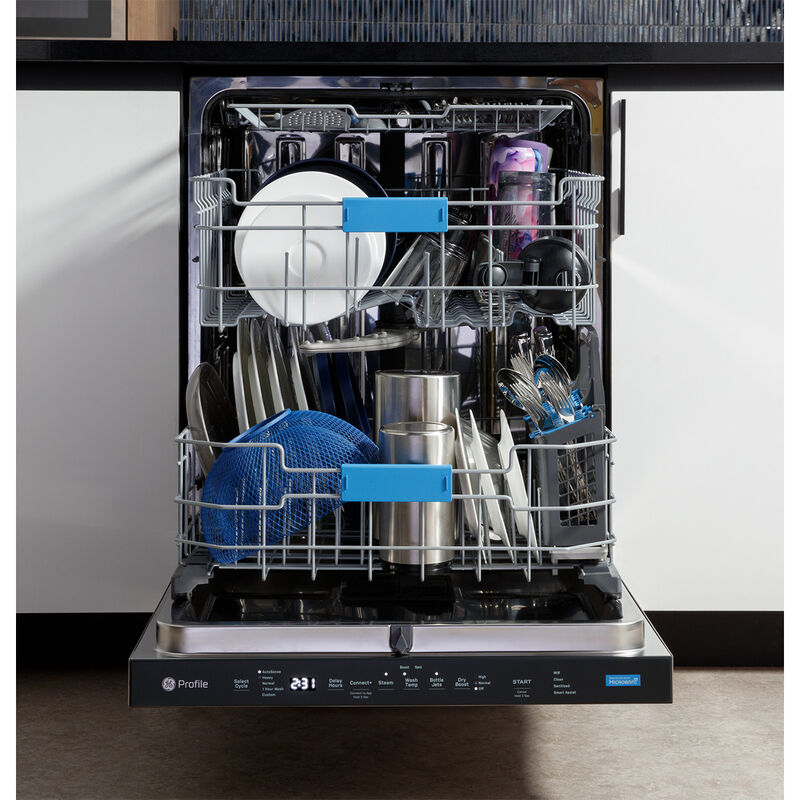 GE Profile 24 in. Top Control Flush-Mount Smart Dishwasher with 44 dBa Sound Level, 3rd-Rack & Dry Boost - Fingerprint Resistant Stainless, , hires