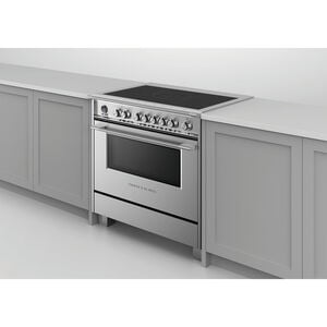 Fisher & Paykel Series 9 Classic 36 in. 4.9 cu. ft. Dual Convection Electric Range with 5 Induction Burners - Stainless Steel, , hires