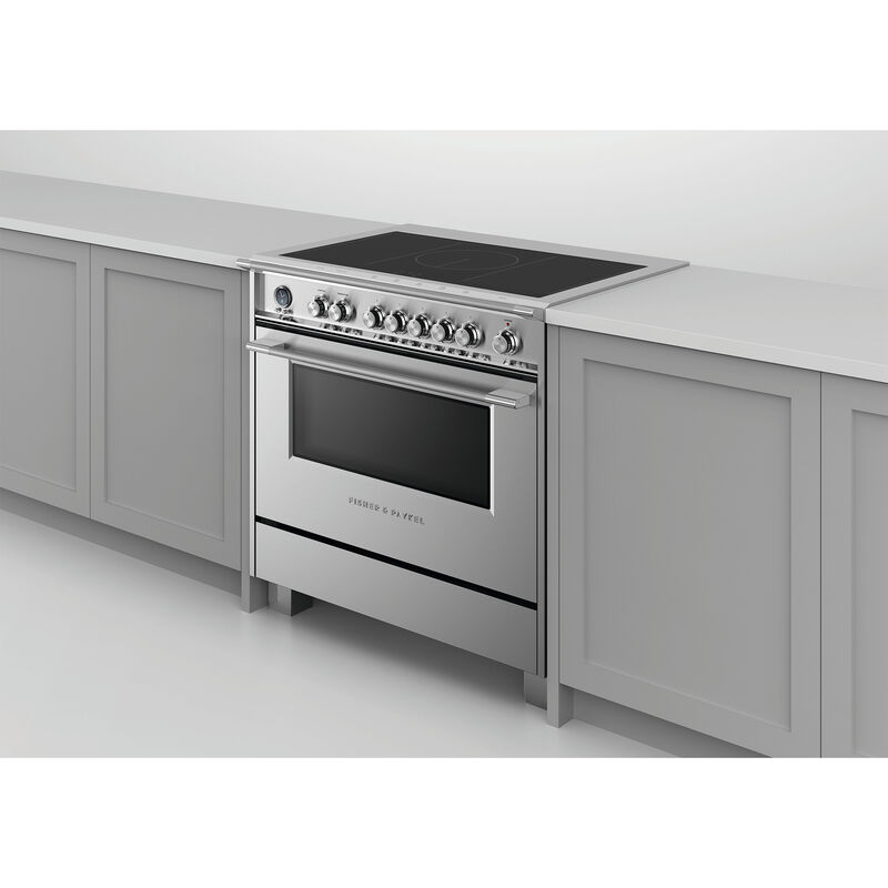 Fisher & Paykel Series 9 Classic 36 in. 4.9 cu. ft. Dual Convection Electric Range with 5 Induction Burners - Stainless Steel, , hires