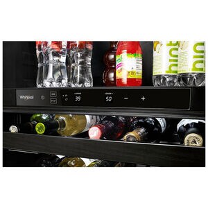 Whirlpool 24 in. 5.2 cu. ft. Built-In/Freestanding Beverage Center with 14 Bottle Wine Storage, Dual Zones & Digital Control - Stainless Steel, , hires