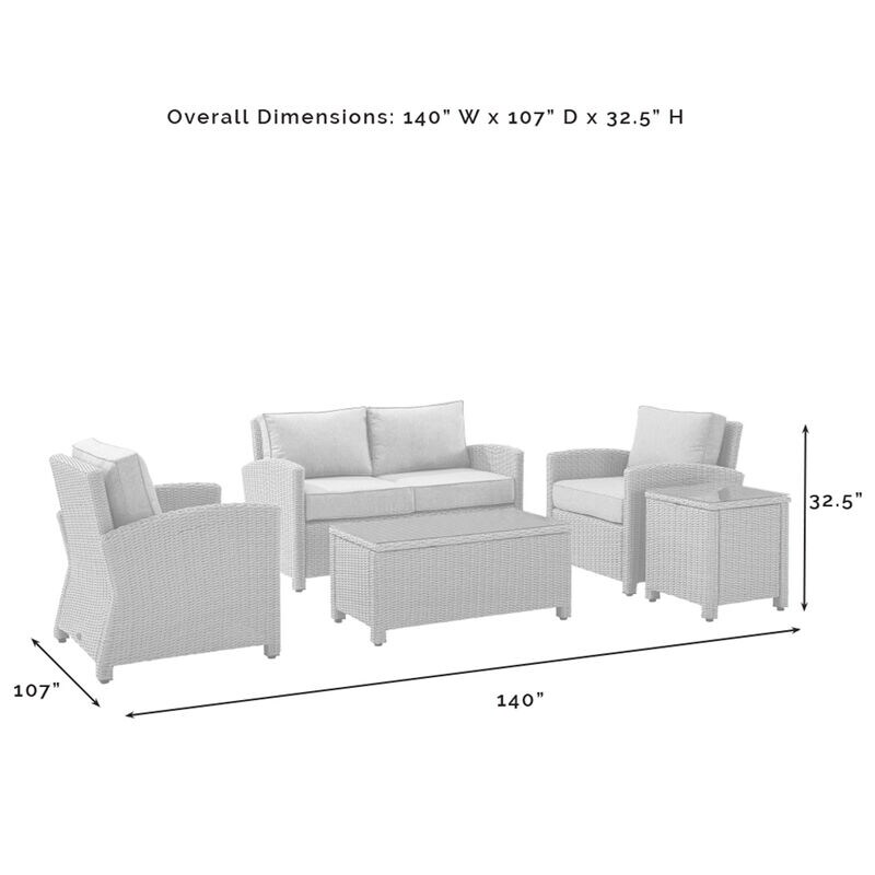 Crosley Bradenton 5 Piece Wicker Conversation Set - Sand, , hires