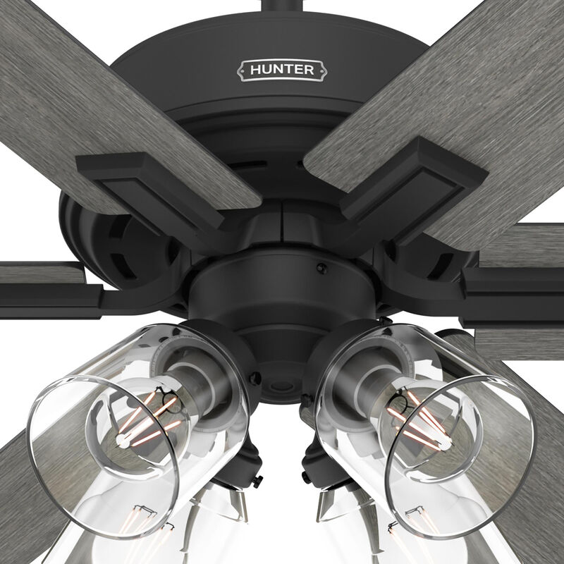Hunter 52 in. Fonthill Energy Star HunterExpress Ceiling Fan with LED Light Kit & Handheld Remote - Matte Black, Matte Black, hires