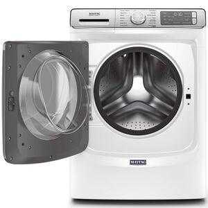 Maytag 27 in. 5.0 cu. ft. Smart Stackable Front Load Washer with Extra Power, 24-Hr Fresh Hold Option, Sanitize & Steam Wash Cycle - White, White, hires